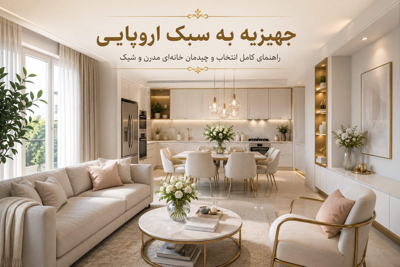 آشپزخانه مدرن با لوازم خانگی هماهنگ به سبک اروپایی